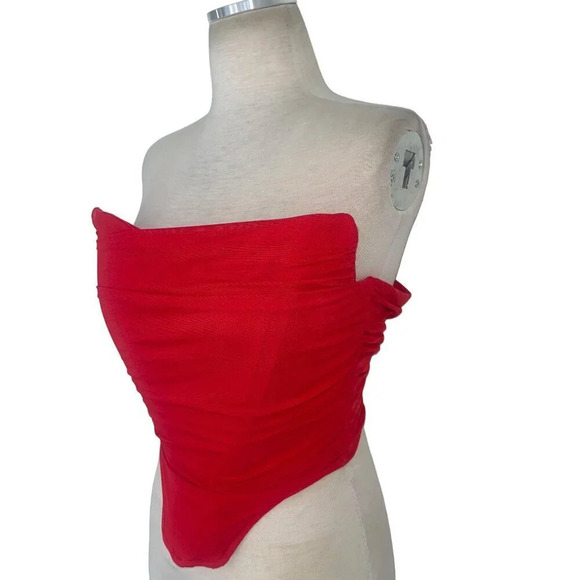 Steve Madden Dahlia Corset Top in Red Womens Bustier Tank - Picture 5 of 10